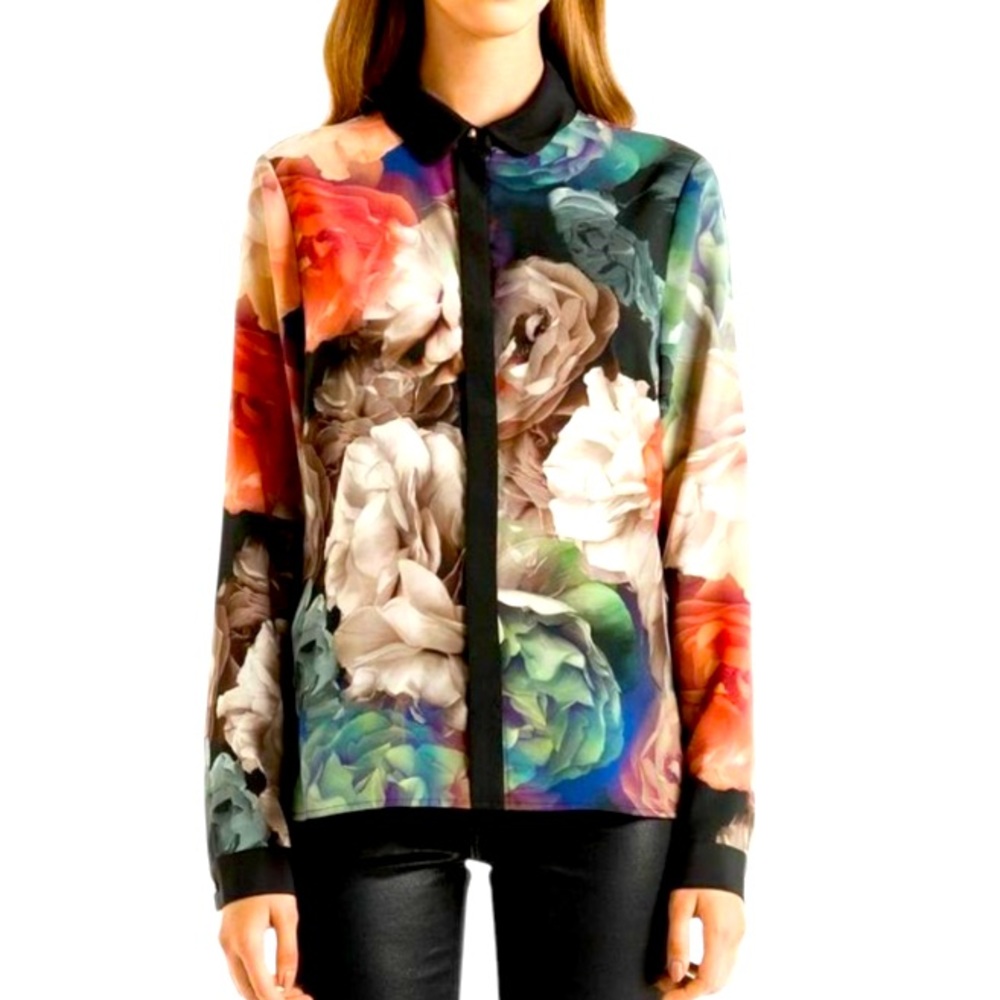 NWOT Ted Baker Collar Long Sleeve Multi Floral Size 1